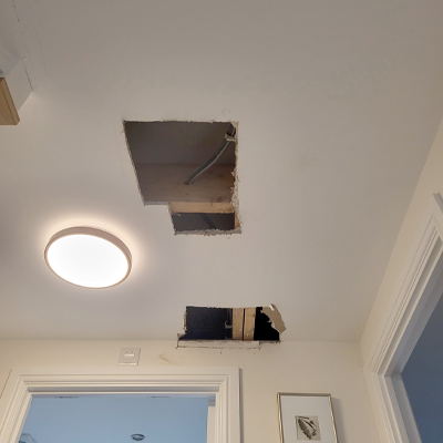 Ceiling repair in Ely, Cambridgeshire.